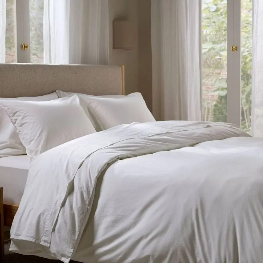 Full/Queen Casual Organic Cotton Duvet Cover & Sham Set White - Parachute